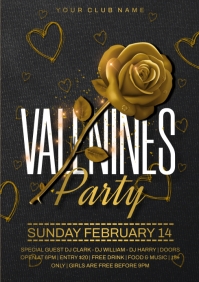 Valentines day golden rose A4 template