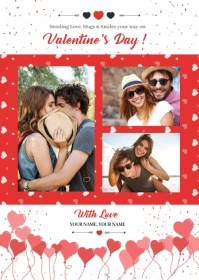 Valentines Day Greeting Card A6 template