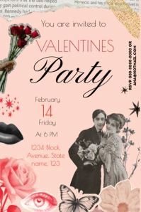 Valentine's Day Invitation Vintage Collage Affiche template