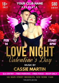 valentines day love night party flyer A4 template