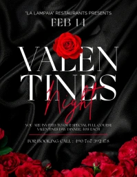 valentines day night dinner advertisement fly Рекламная листовка (US Letter) template