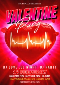 valentines day night party flyer A4 template