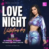 Valentines day night party video flyer Message Instagram template
