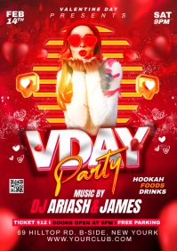 Valentines Day Party Flyer A5 template