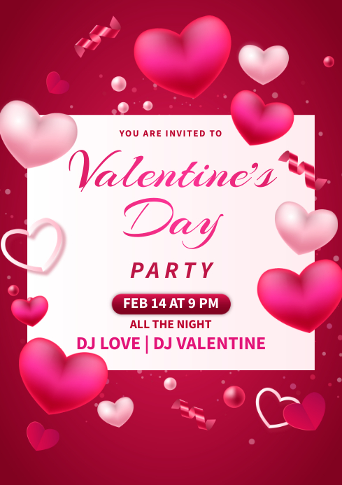 Valentines Day Party Invitation Template | PosterMyWall