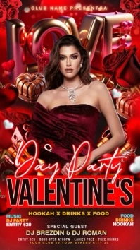 VALENTINES DAY PARTY VIDEO FLYER Digital Display (9:16) template