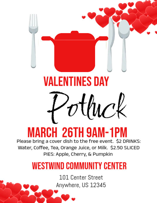 Valentines Day Potluck Template | PosterMyWall