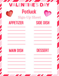 Valentines Day Potluck Sign Up Sheet, Flyer (US Letter) template