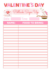 Valentine's Day sign up potluck sheet Template | PosterMyWall Valentine's Day sign up potluck sheet Template | PosterMyWall