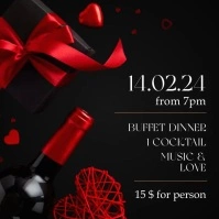 Valentines day restaurant advertisement banne โพสต์บน Instagram template