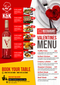 Valentines day Restaurant promotion A4 template