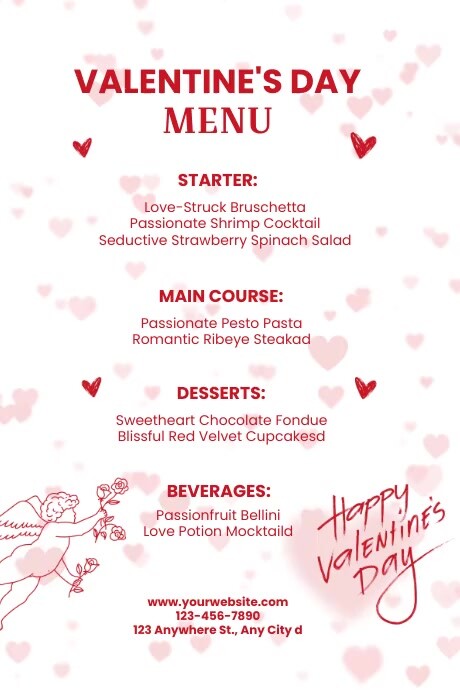 Valentines Day Resto Menu Template | PosterMyWall