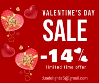 valentines day sale 14% off Large Rectangle template