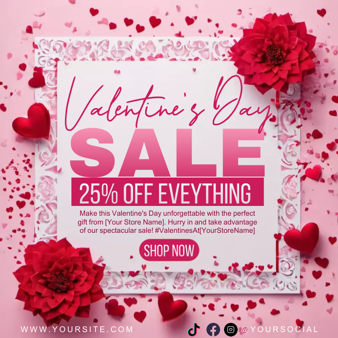 valentines day sale flyer, love flyer Wpis na Instagrama template