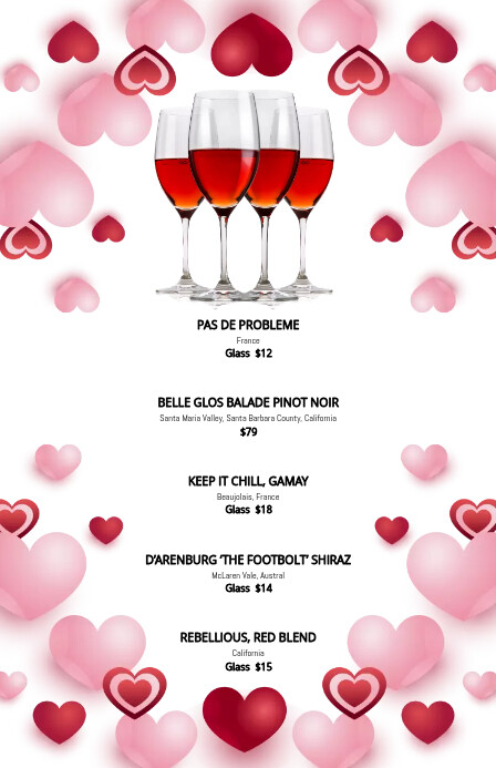 Valentines Day Wine Menu | PosterMyWall