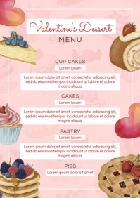 Valentines Dessert Menu Poster A4 template