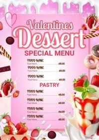 Valentines Dessert Menu Video A4 template