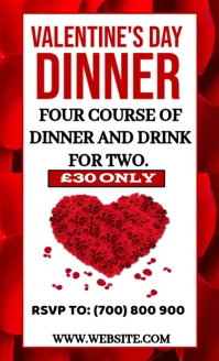 Valentines dinner, romantic anniversary menu 美国正规 template