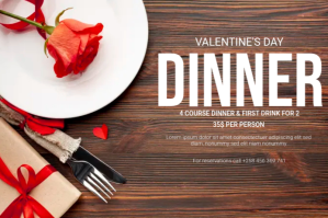 Valentines dinner Etykieta template