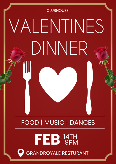 Valentines Dinner Flyer Template PosterMyWall