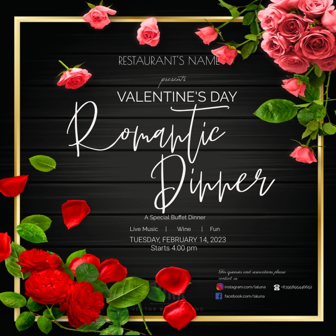 valentines dinner instagram template