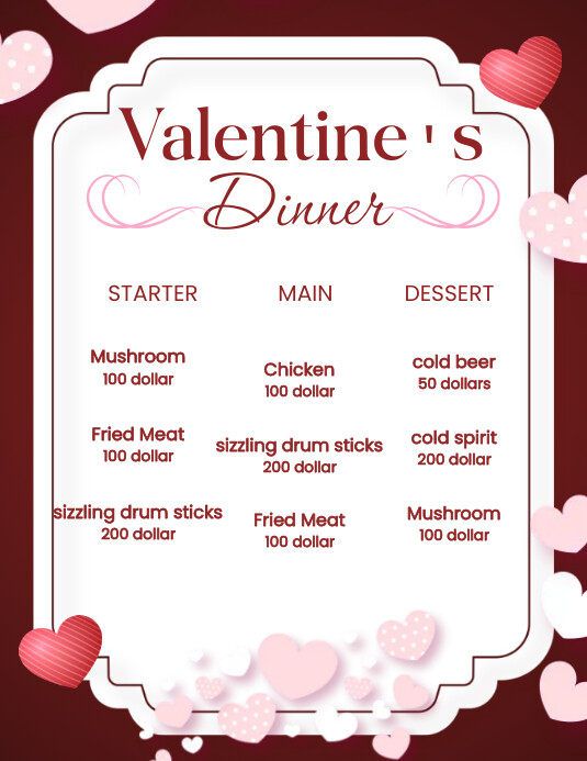 valentines dinner template | PosterMyWall
