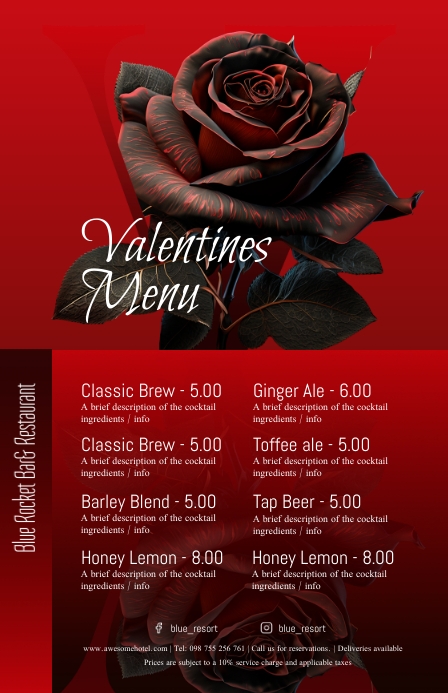 Valentines dinner: (black rose) Szeroki pół strony template