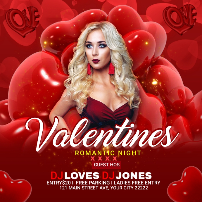 Valentines flyer Publicação no Instagram template