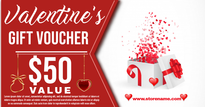 Valentines Gift Voucher Template Ibinahaging Larawan sa Facebook