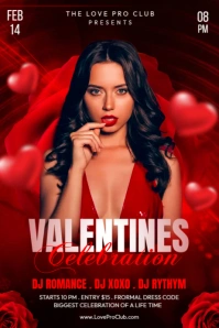 Valentines Hearts & Roses Party Plakat template