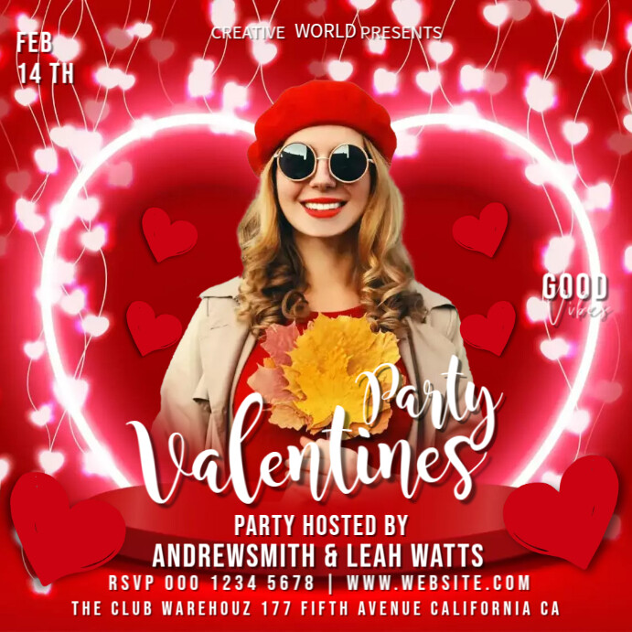 Valentines Hearts Party Instagram Template PosterMyWall