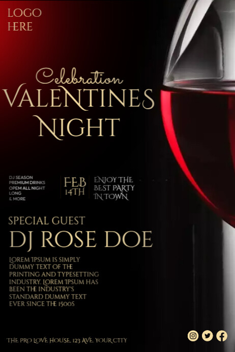 Valentines Invitation Card Template PosterMyWall Valentines Invitation Card Template PosterMyWall