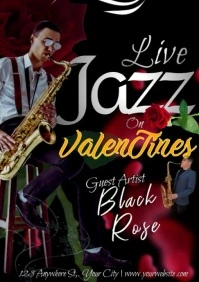 Valentines Jazz Music A4 template