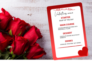 สีขาว Valentines menu card Etiket Template