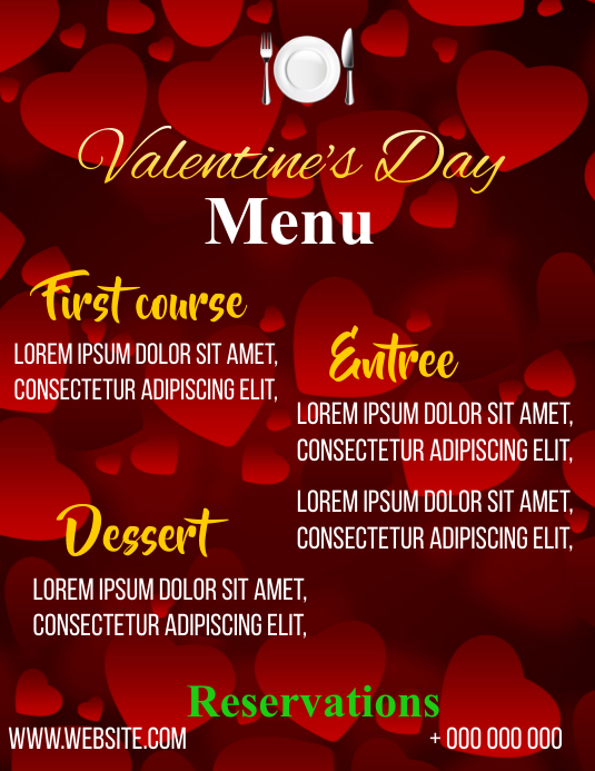 valentines menu Flyer (US Letter) template