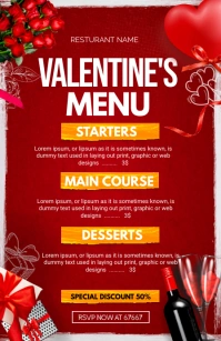 Valentines menu Halbe Seite breit template