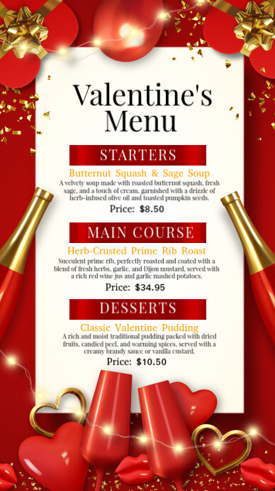 valentines menu Template PosterMyWall valentines menu Template PosterMyWall