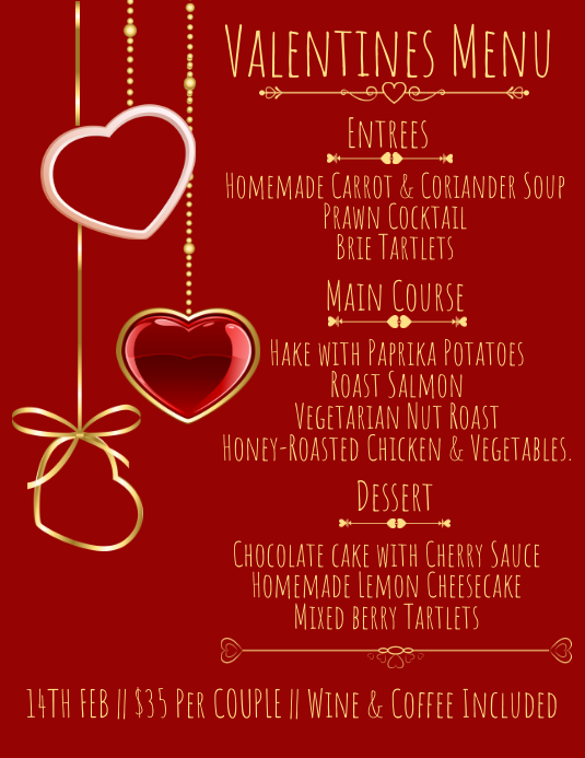 Valentines Menu Template Postermywall Valentines Menu Template Postermywall