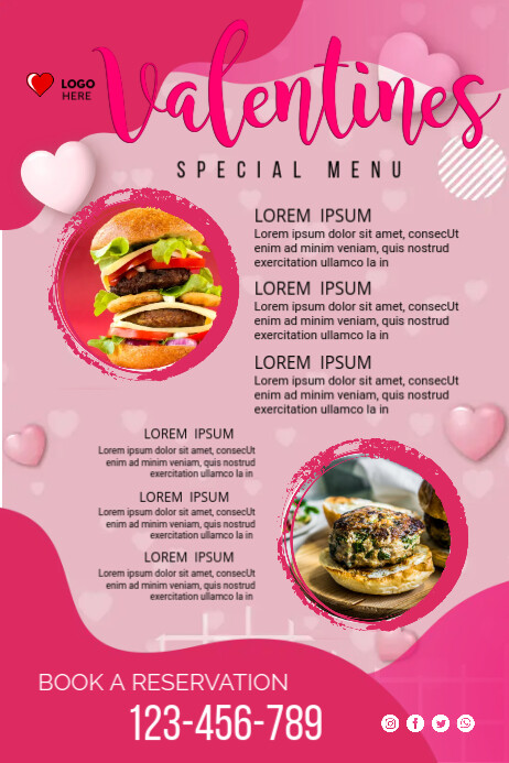 Valentines Menu Template Poster