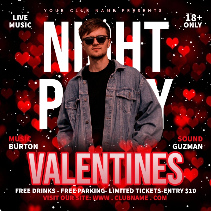 Valentines Night Party Publicação no Instagram template