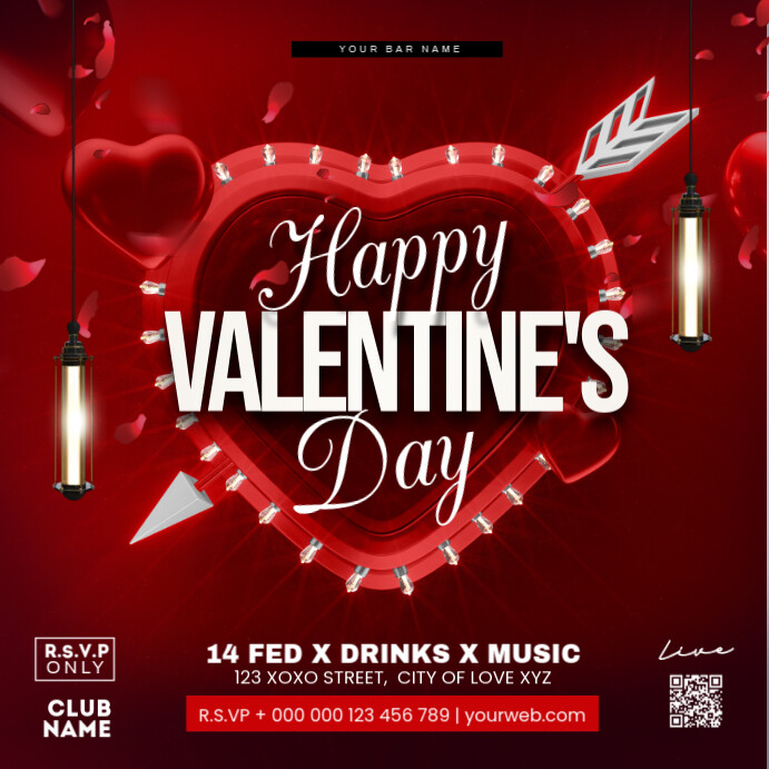 valentines party Instagram Post template