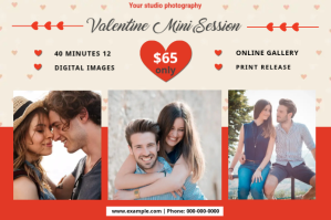 Valentines Photography Mini Session Label template