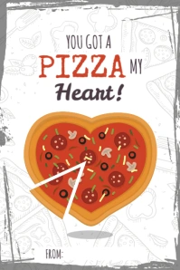 Valentines Pizza Card Design Poster template
