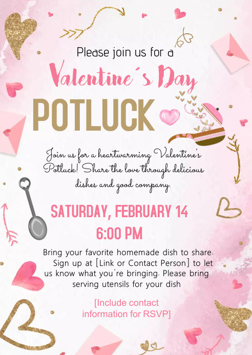 Valentines Potluck Flyer Template | PosterMyWall