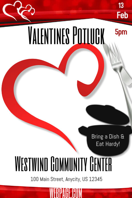 Valentines Potluck Template | PosterMyWall