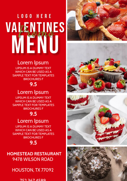 Valentines Promo Menu Template | PosterMyWall