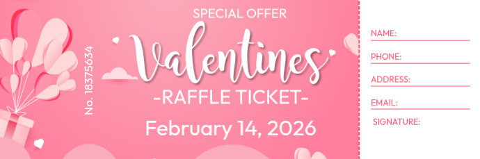 Valentine Raffle Creation Valentine's Day Raffle Ticket Template | PosterMyWall