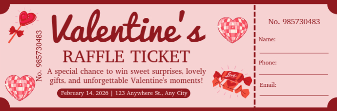 Valentines Raffle Ticket Template | PosterMyWall