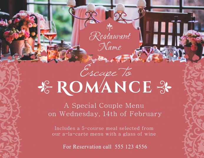 Valentines Restaurant Promo flyer Template Pamflet (VSA Brief)