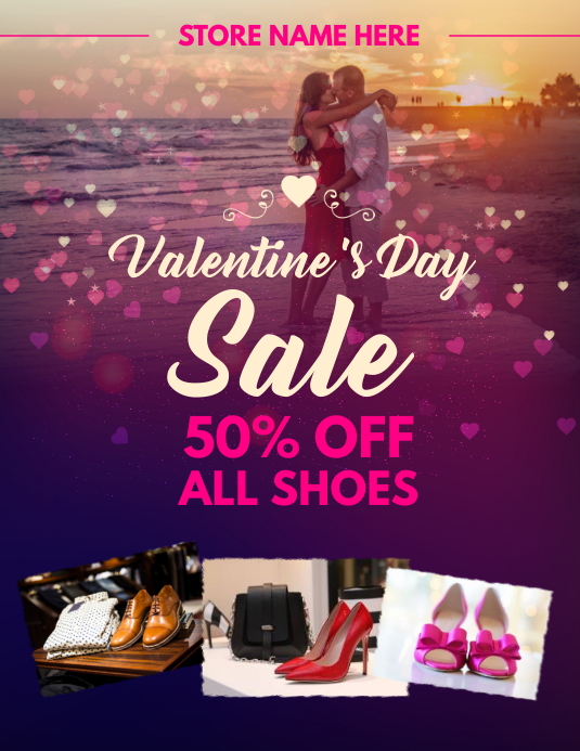 Valentines Shoe Discount Flyer Template Postermywall